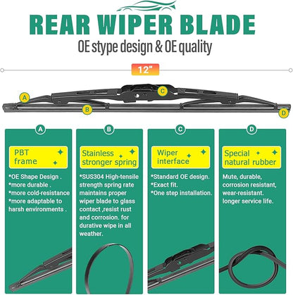 26" 17" 12" Windshield Wiper Blades Replacement for Cadillac SRX 2010 2011 2012 2013 2014 2015 2016 Premium All Weather Front Rear Wipers Set - OEM Quality (Pack of 3)