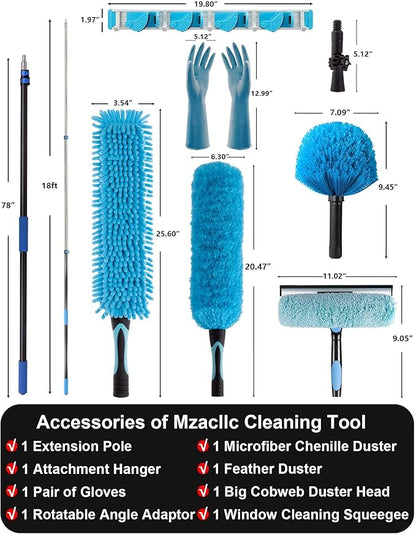 25 Foot High Reach High Ceiling Fan Cleaner Duster with 7-to-18 Foot Sturdy Light Weight Telescopic Extension Pole