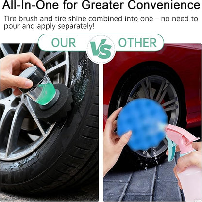 Large Flow Tire Shine Application, Reusable Car & Truck Tire Dressing Applicator Pad, Works with All Tire Shine & Gels, Achieves Drip-Free Results (XL)