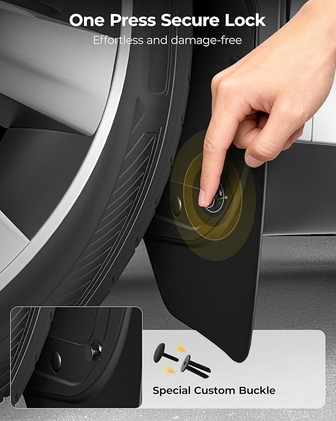 3W Tesla New Model Y Juniper Mud Flaps 2025 2026 Accessories, Protect Paint, No Drilling Required, All-Weather Mud Guard Body Kits, Black (Set of 4)