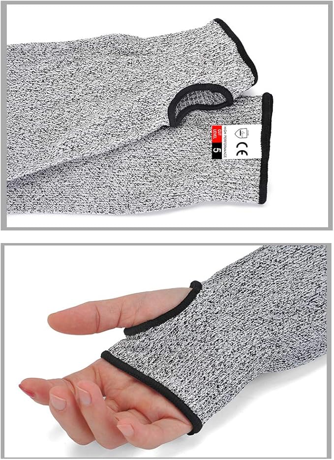 Cut Resistant Sleeves Level 5,18 inch Long Breathable Soft Cut Proof Flexible Arm Protectors for Thin Skin and Bruising,Protective Safety Arm Sleeve with Thumb Hole for Garden fixing Repair Work