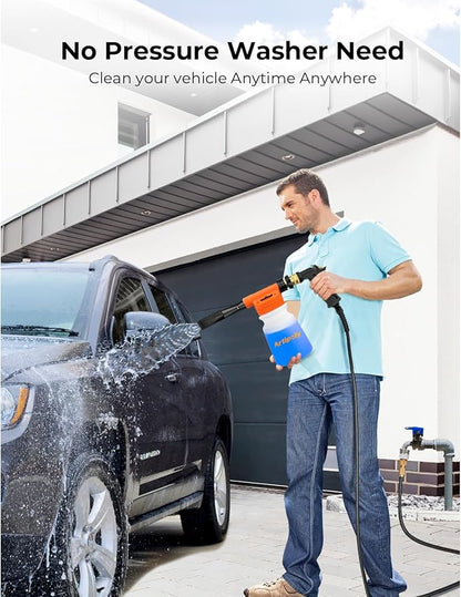 Car Wash Foam Gun + Microfiber Wash Mitt - Car Foam Sprayer - Foam Cannon for Hose - Spray Gun Cleaner - Snow Blaster for Cars, Boats, RVs, Foam Cannon Connects to Any Garden Hose