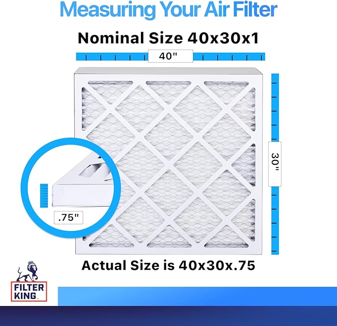 Filter King 40x30x1 Air Filter | 4-PACK | MERV 8 HVAC Pleated A/C Furnace Filters | MADE IN USA | Actual Size: 40 x 30 x .75"