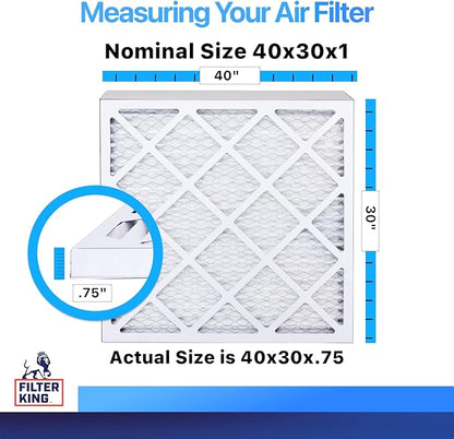 Filter King 40x30x1 Air Filter | 4-PACK | MERV 8 HVAC Pleated A/C Furnace Filters | MADE IN USA | Actual Size: 40 x 30 x .75"