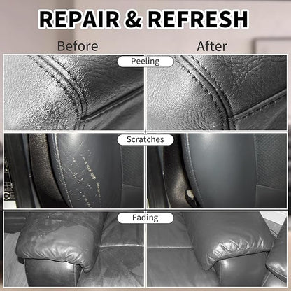 SHADAIWUYU 8.5oz Leather Recoloring Balm with 100ml Mink Oil,Dark Gray Leather Repair kit for Furniture and Car Interior,Leather Couch Scratch Repair,Leather Dye Paint,Mink Oil for Leather