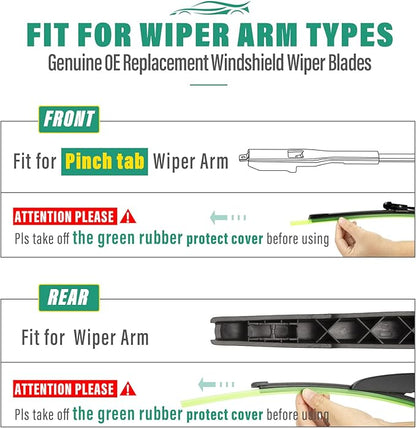 26" 18" 11" Windshield Wiper Blades Replacement for Lincoln Corsair 2020 2021 2022 2023 2024 Premium All Weather Front Rear Wipers Set - OEM Quality (Pack of 3)