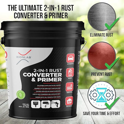 2-in-1 Rust Converter & Metal Primer, Black Rust Inhibitor Paint for Metal, Automotive Rust Reformer, Industrial Grade Water Based, Heat Resistance & UV Resistant. Made in the USA. As Low As ~$0.12 Per Sqft*