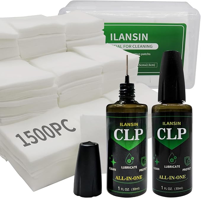ILANSIN 3000/1500PCS Gun Cleaning Patches+CLP Oil,2"x2" Lint Free Gun Cleaning Cloth,Professional Wipes for Shot Pistol/All Caliber of Firearms.Store in Box Can Store Gun Cleaning Kit,Choose Your Set
