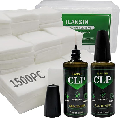 ILANSIN 3000/1500PCS Gun Cleaning Patches+CLP Oil,2"x2" Lint Free Gun Cleaning Cloth,Professional Wipes for Shot Pistol/All Caliber of Firearms.Store in Box Can Store Gun Cleaning Kit,Choose Your Set