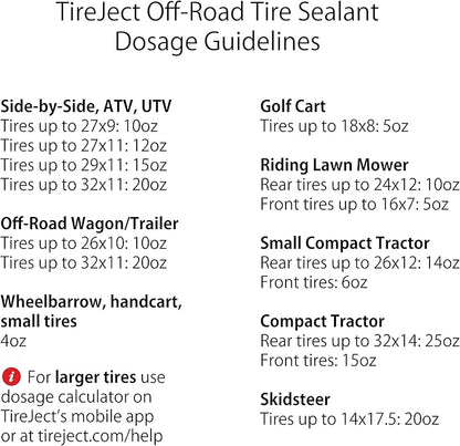 TireJect Off-Road Tire Sealant Refill (Gallon/128oz Bottle) - Applicate 12 ATV Tires, Use 75% Less sealant per tire