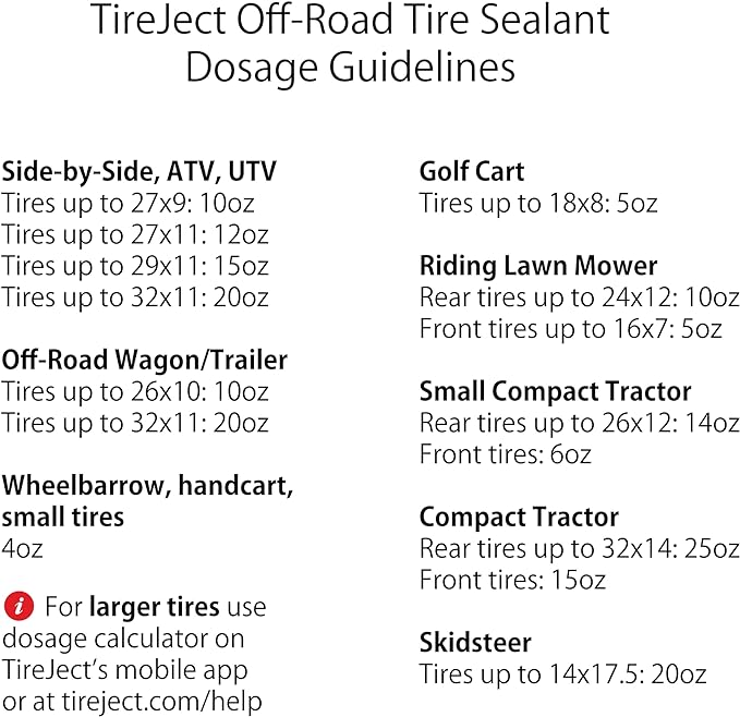 TireJect Tire Sealant Refill (10oz Pouch) - Flat Tire Repair - Fix & Prevent Flat Tires - ATV UTV SxS Lawn Mower Golf Cart Tractor