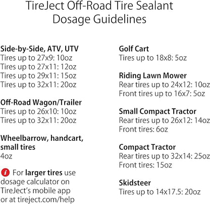 TireJect Tire Sealant Refill (10oz Pouch) - Flat Tire Repair - Fix & Prevent Flat Tires - ATV UTV SxS Lawn Mower Golf Cart Tractor