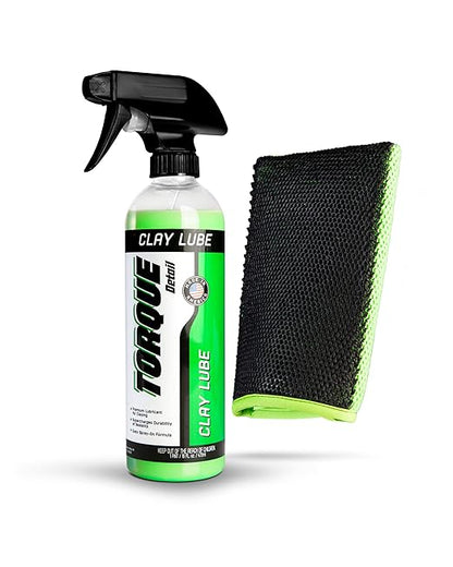 Torque Detail Clay Mitt & Clay Lube Combo - Reusable, Premium Clay Bar Mitt & Clay Lubricant - Decon Your Exterior Surfaces Clay Mitt for Car Detailing (Clay Lube & Clay Mitt)