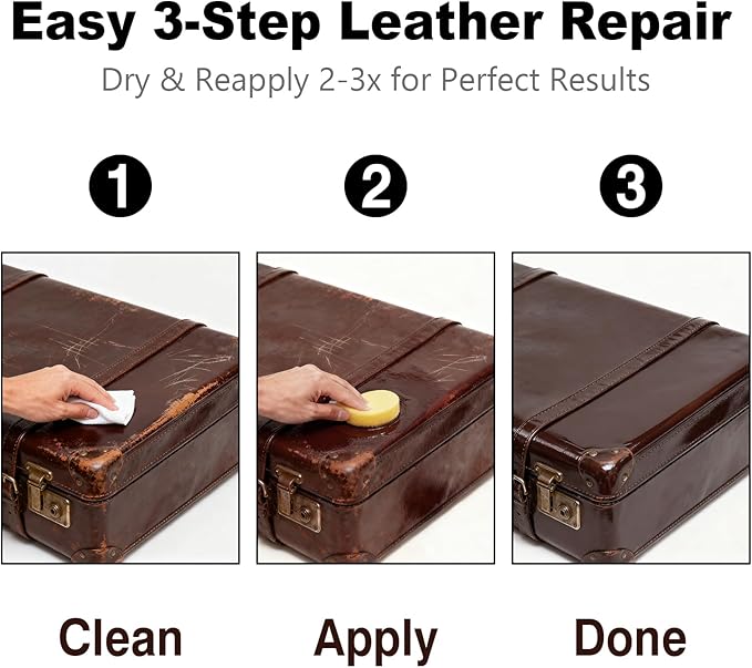 White Leather Repair Kit, White Leather Recoloring Balm, Leather Dye - Restore & Renew Scratch, Faded and Aged Leather & Vinyl Couches, Boots, Car Seats or Leather Furniture…