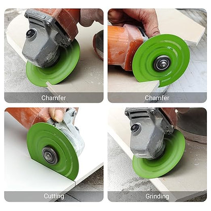 LOZLIN 3PCS 115MM Vacuum Brazed Ultra-Thin Multi-Pore Flat Abrasive Sheet Disc for Porcelain Glass Ceramic Tile Granite Marble Diamond Saw Blade (Green and Porous, 5)