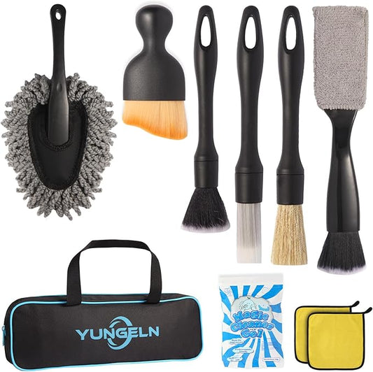 Car Detailing Brush Kit with Detail Brushes,Car Interior Detailing Brushe,Car Dust Brush,Cleaning Gel,Car Interior Cleaning Tool for Truck, SUV, Interior Car Accessories