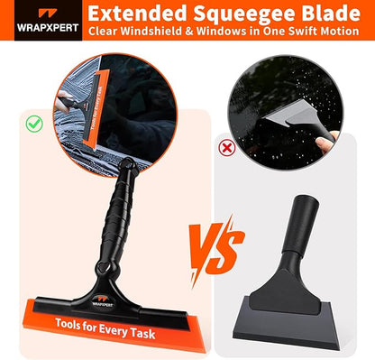 WRAPXPERT Window Tint Squeegee 8.27-inch Wide PU Blade for Car Window Tint Installation Flat Window Film Tint Tools for Car Front Windows Rear Glass Windshield Water Removal Bathroom Cleaning Kit