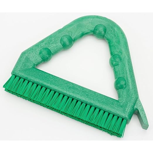 SPARTA Plastic Commercial Grout Brush, Triangle-Shaped Scrub Brush with Scraper and Two Threaded Holes for Attaching Handle (Sold Separately), 9 x 7 x 7 Inches, Green, (Pack of 4)