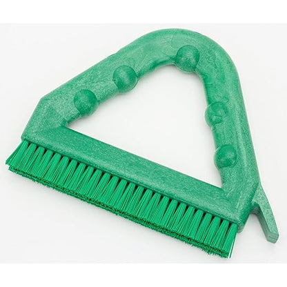 SPARTA Plastic Commercial Grout Brush, Triangle-Shaped Scrub Brush with Scraper and Two Threaded Holes for Attaching Handle (Sold Separately), 9 x 7 x 7 Inches, Green, (Pack of 4)