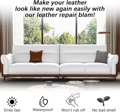drtulz Leather Recoloring Balm, Leather Color Restorer Conditioner, Leather Restorer for Couches Paint, Leather Scratch Remover, Scratch Leather Faded Repair Kits for Vinyl Furniture (White, 75ML)