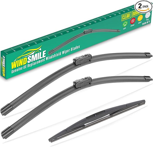 26" 16" 12" Windshield Wiper Blades Replacement for Subaru Crosstrek 2018-2023 / Impreza 2017-2024 Premium All Weather Front Rear Wipers Set - OEM Quality (Pack of 3)