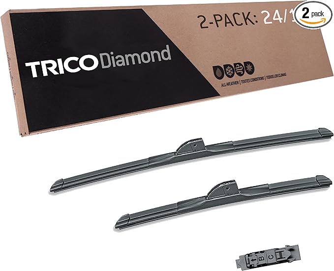 TRICO Diamond 24" + 17" Premium Automotive Replacement Windshield Wiper Blades (Set of 2), Passenger and Driver Side All-Weather Beam Wiper Blades for Select Vehicle Models