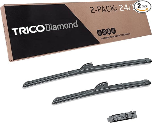 TRICO Diamond 24" + 17" Premium Automotive Replacement Windshield Wiper Blades (Set of 2), Passenger and Driver Side All-Weather Beam Wiper Blades for Select Vehicle Models