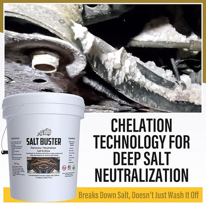 woolwax SALTBUSTER Salt & Brine Remover/Neutralizer for Auto & Trucks, PH Neutral Formula, 5 Gallon Concentrate makes 500 Gallons
