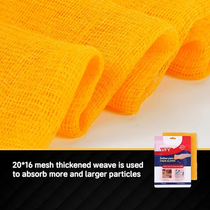 Tack Cloth 20-PC, Individual Wrapping High Tack Yellow, 18"x 36" Size, 20x16 Mesh Tack Rags, Reclosable Zipper Bag, Wax & Silicone Free Anti-Static for Woodworking, Automotive Painting & Sanding