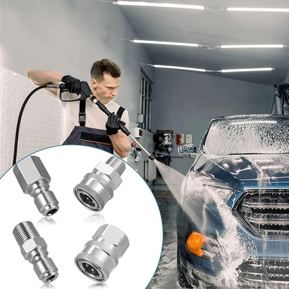 3/8 Quick Connect Fittings,Pressure Washer Quick Connect Kit,Stainless Steel Adapter Set Female and Male Thread(4Pieces)