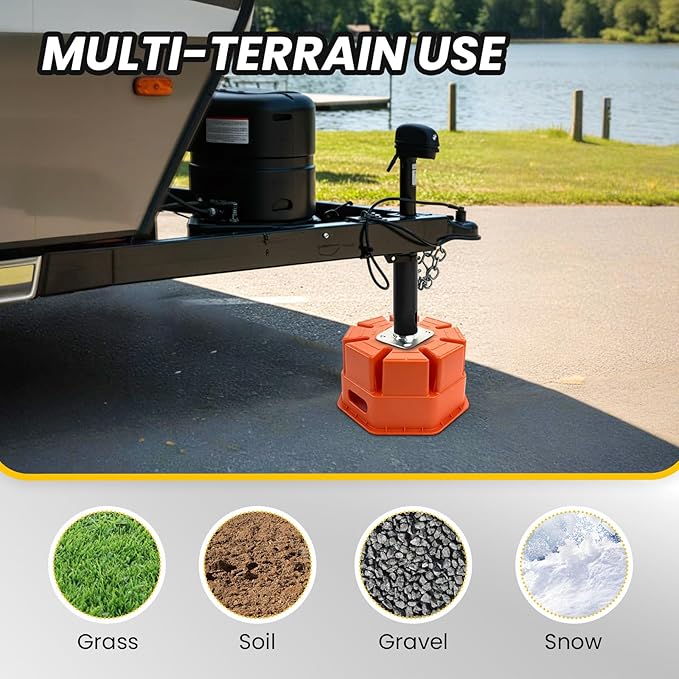 HOXWELL 6" H Trailer Jack Block 4 Pack with Bag, 40000 lbs Capacity per Camper RV Stabilizer Blocks for Any Tongue Jack, Post, Foot, Round Square or Scissor Stabilizer, Stackable & Portable, Orange