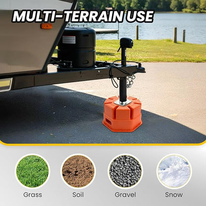 HOXWELL 6" H Trailer Jack Block 4 Pack with Bag, 40000 lbs Capacity per Camper RV Stabilizer Blocks for Any Tongue Jack, Post, Foot, Round Square or Scissor Stabilizer, Stackable & Portable, Orange