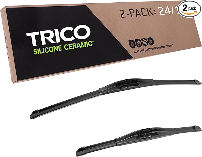 TRICO Silicone Ceramic Automotive Replacement Windshield Wiper Blade, Ceramic Coated Silicone Super Premium All Weather includes 24 inch & 16 inch Beam blades for Select Vehicle Models (90-2416)