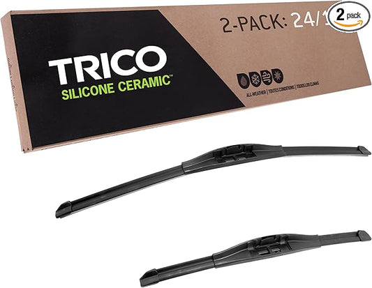 TRICO Silicone Ceramic Automotive Replacement Windshield Wiper Blade, Ceramic Coated Silicone Super Premium All Weather includes 24 inch & 16 inch Beam blades for Select Vehicle Models (90-2416)