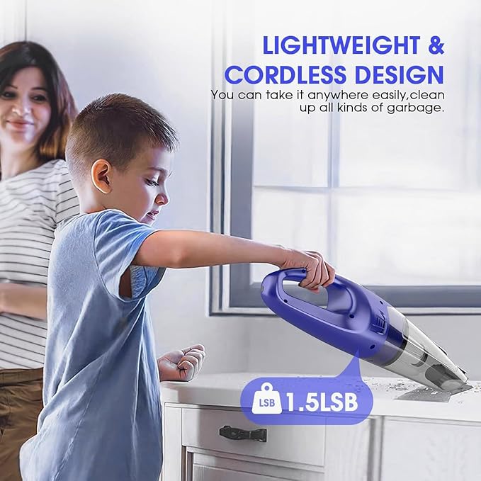 YOOHI Handheld Vacuum Cordless Rechargeable – 6000Pa Mini Hand Held Vacuum, LED Light, 20–25 Mins Runtime, USB Charging, 500ML Cup – Lightweight Small Vacuum Cleaner Cordless for Car/Office/Home