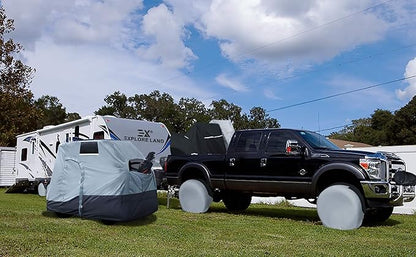 Explore Land Tire Covers 4 Pack - Tough Wheel Protector for Truck, SUV, Trailer, Camper, RV Universal Fits Tire Diameters 29-31.75 inches, Charcoal