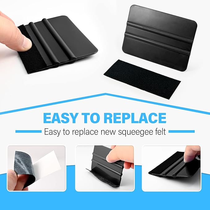 Gomake 20 Pack Vinyl Squeegee with 20PCS Felt Fabric for Tint Film Decal Application Tool Vinyl Wrap Installation Wallpaper Smooth Tool (Black and Red, 20)