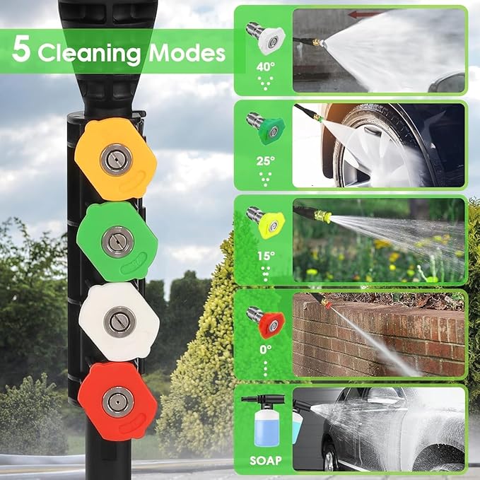 Pressure Washer 5000 PSI,2.8 GPM Power Washer with Foam Cannon,Portable Cleaner with 33ft Hose Reel,4 Nozzle Tips,and Soap Bottle for Cars/Home/Driveways/Patios/Decks/Fences(Dark Green)