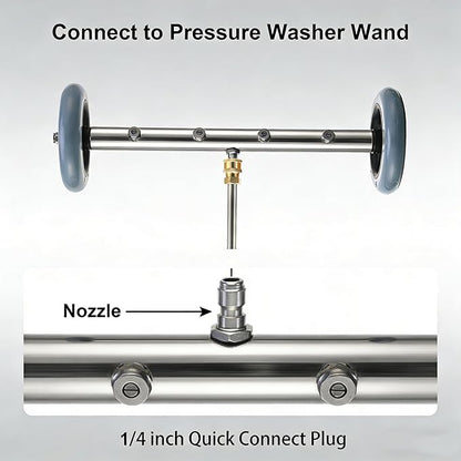 Hourleey Pressure Washer Undercarriage Cleaner, 16 Inch Power Washer Surface Cleaner, Undercarriage Water Car Broom Attachment with Extension Wand, 4000 PSI