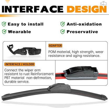 AUTOBOO 28" and 17" Windshield Wipers Blades (Pack Of 2),OEM Quality Premium All-Seasons Wiper blades,Stable and Quiet Armor wiper blades