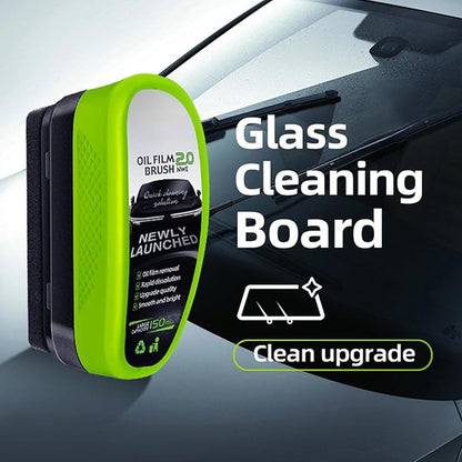 2Pcs Oil-Free Car Glass Brushes, Automotive Oil Film Cleaning Brush for Car Windows, 2025 Upgrade 2.0 Cleaning Doard, 150ml Universal Clearvision Glass Cleaner (2PCS)