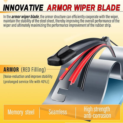 AUTOBOO 24" and 17" Windshield Wipers Blades (Pack Of 2),OEM Quality Premium All-Seasons Wiper blades,Stable and Quiet Armor wiper blades