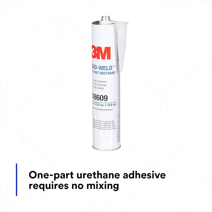 3M 08609 Window-Weld Super Fast Urethane Windshield Adhesive, High-Strength Fast-Curing One-Part Auto Glass Sealant, 10.5 fl oz (310 mL) Cartridge, Black