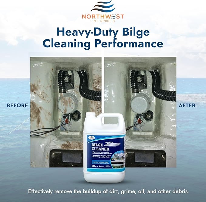 Bilge Cleaner for Boats - Highly Effective Removing Dirt, Grime, Emulsifying Oil, and more. Easy to use, Fast Results (One Gallon)