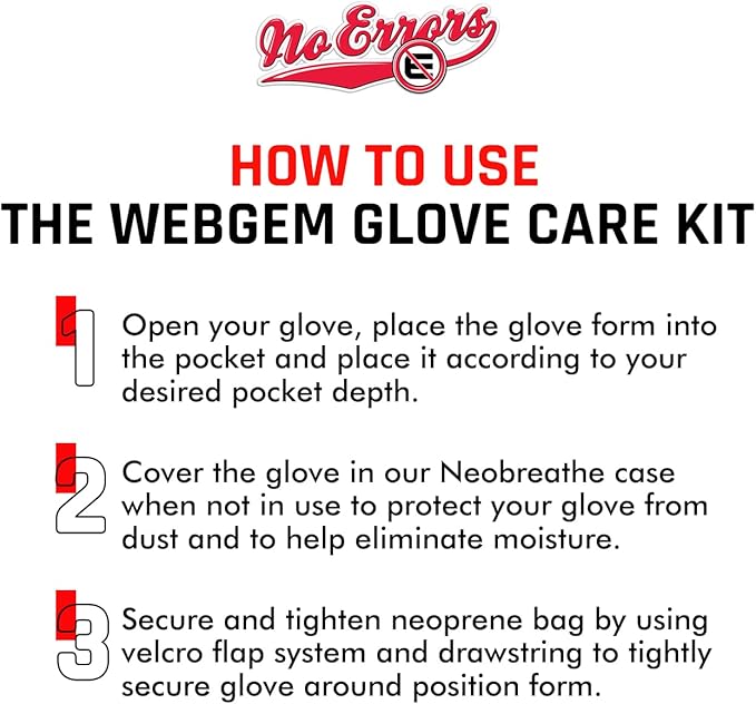 No Errors WebGem Fielder’s Glove Care System – Formation & Break-in Tool for Baseball Mitts, Holds Shape, Essential Gear, Gift for Players