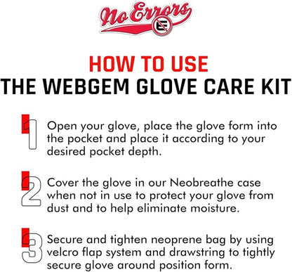 No Errors WebGem Fielder’s Glove Care System – Formation & Break-in Tool for Baseball Mitts, Holds Shape, Essential Gear, Gift for Players