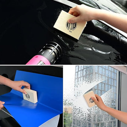 NEWISHTOOL 3 PCS Wool Felt Squeegee Window Tint Tools, 1 Inch Thick Scratch Free Soft Woolen Squeegee for Vinyl Wrap, Glass Tint Film, Car Wrapping, PPF Installation (Rectangular Shaped)