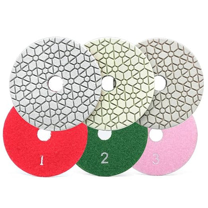 3 Step Diamond Polishing Pads for Granite Quartz Marble Concrete Terrazzo-4" 3 Pcs Set,3.5mm Thicker