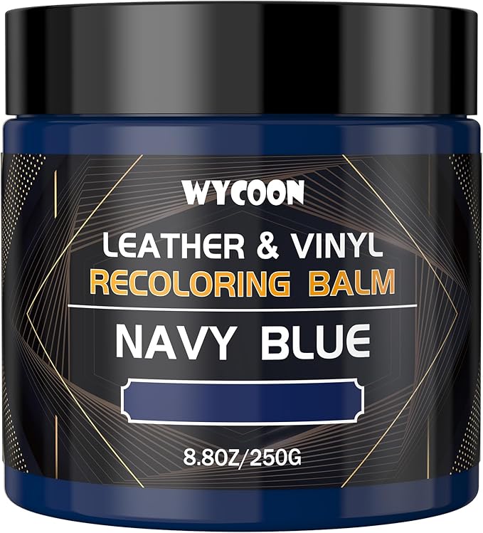 WYCOON Leather Recoloring Balm & Color Restorer | Navy Blue Leather Dye, Paint & Repair Kit for Furniture, Couches, Car Seats, Shoes | Restore Faded & Scratched Surfaces