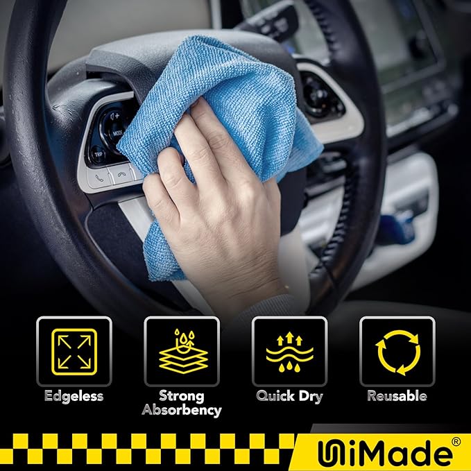 Microfiber Cleaning Cloth, 24 Pack Reusable Microfiber Towels for Cars Lint Free Cleaning Shop Towel Rags for Home Kitchen Automotive Bar Mechanic Restaurant Garage, 11.5"x 11.5", Blue